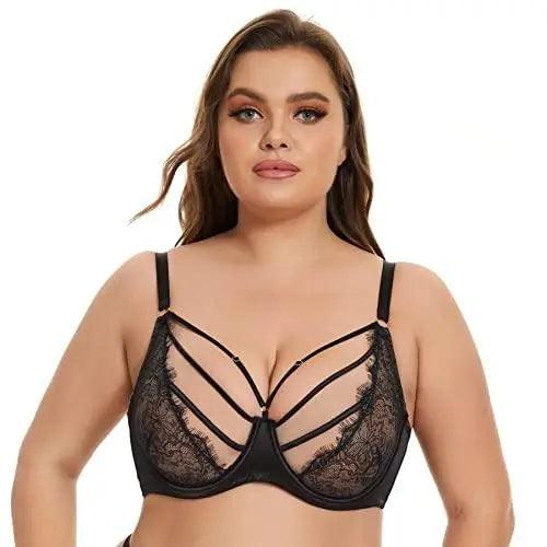  Womens Plus Size Full Coverage Underwire Unlined Minimizer  Lace Bra Blueberry 38B