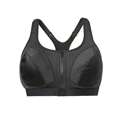 Wirefree adjustable straps women's zip front sports bra