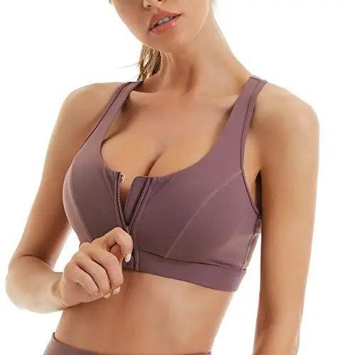 Buy Women Mid Impact Zip Sports Bra with Removable Pads Online
