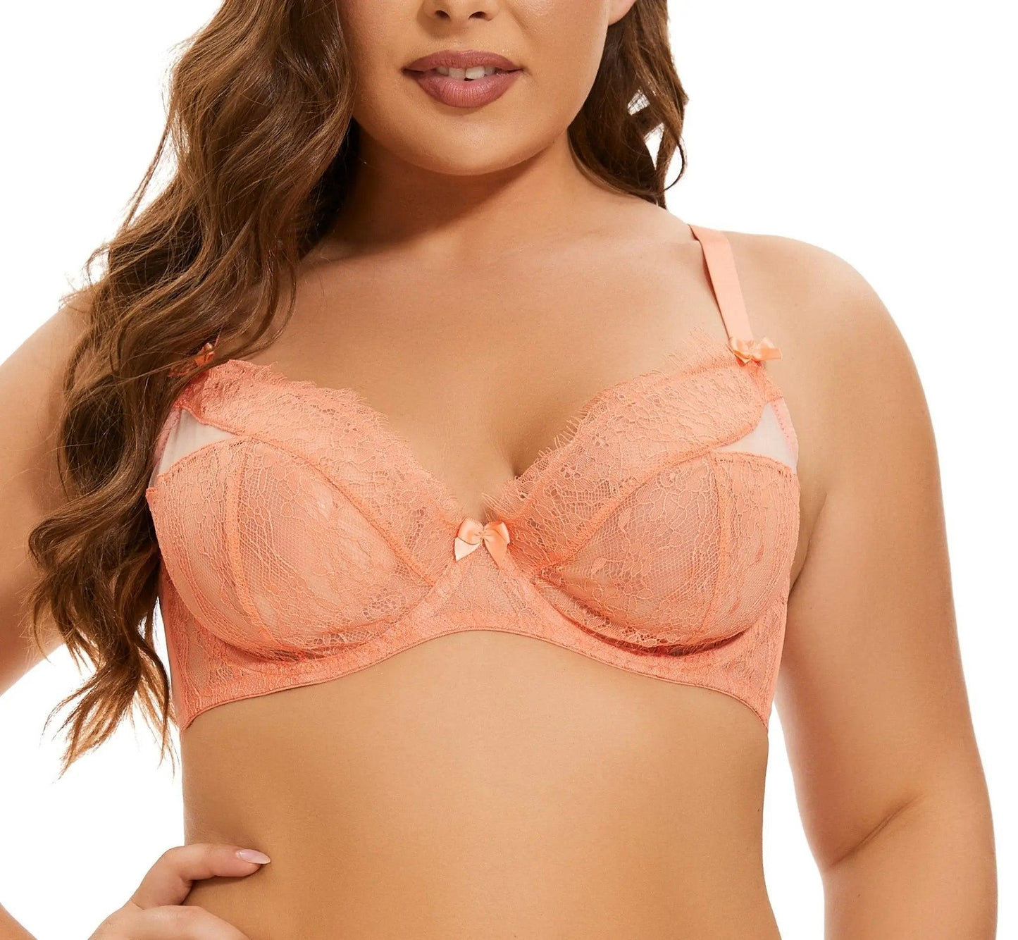 Women's 3/4 Cup Eyelash Plus Size Lace Underwired Bra