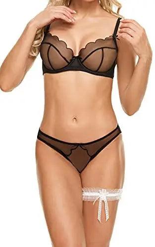 Women's 3/4 Cup Lace Unlined Underwire Sheer Mesh Bra