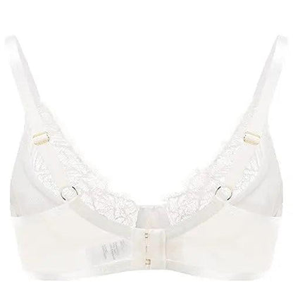 Women's 3/4 Cup Unlined Underwire Lace Floral Plunge Bra