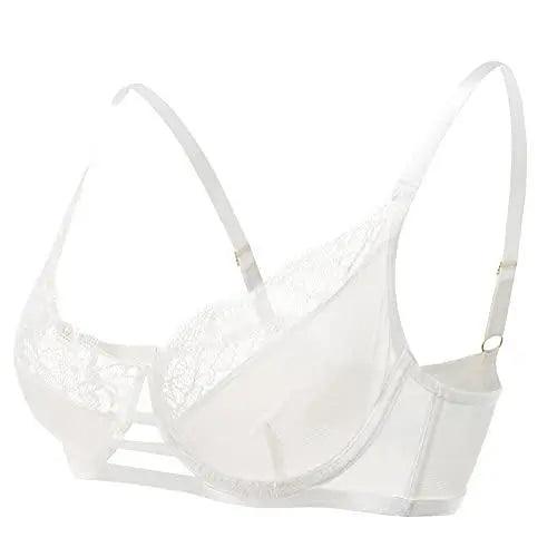 Women's 3/4 Cup Unlined Underwire Lace Floral Plunge Bra