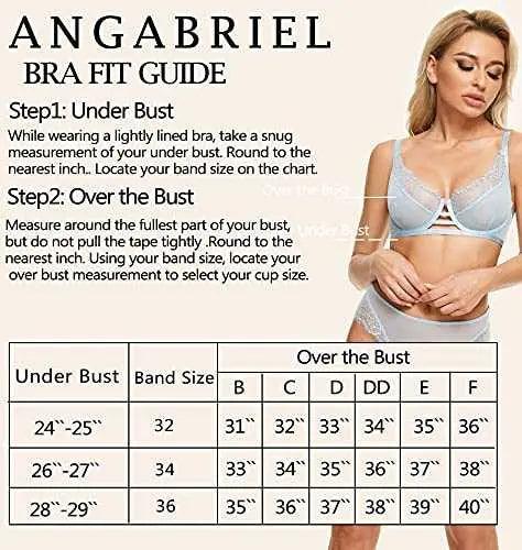 ANGABRIEL Women's Minimizer Eyelash Lace Bra Plus Size Full Figure