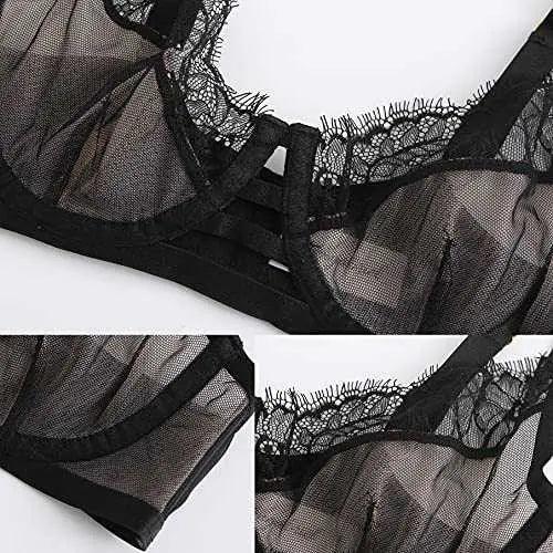 Women's 3/4 Cup Unlined Underwire sexy Lace Floral Plunge Bra