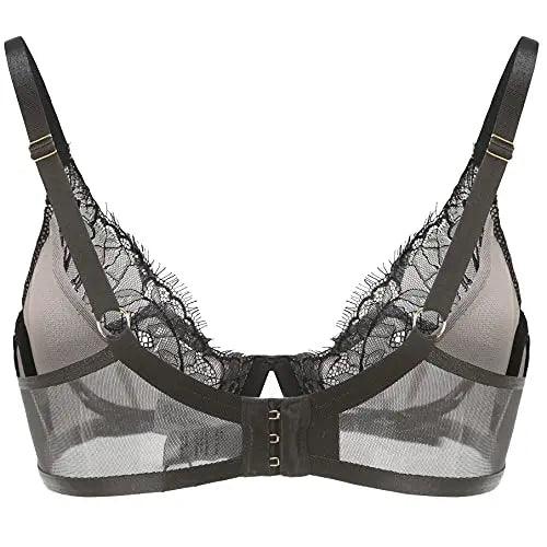 Women's 3/4 Cup Unlined Underwire sexy Lace Floral Plunge Bra