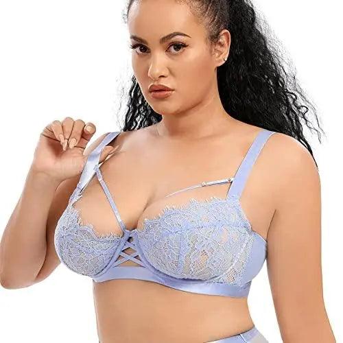 Women's Eyelash Plus Size Lace Underwire Unlined Bra