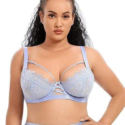 Women's Eyelash Plus Size Lace Underwire Unlined Bra