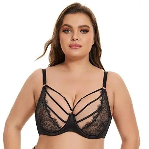 Women's Eyelash Plus Size Lace Underwire Unlined Bra