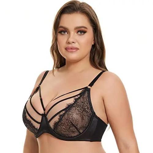 Women's Eyelash Plus Size Lace Underwire Unlined Bra