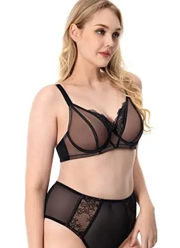 Women's Eyelash Plus Size Lace Underwired Full Cup Bra