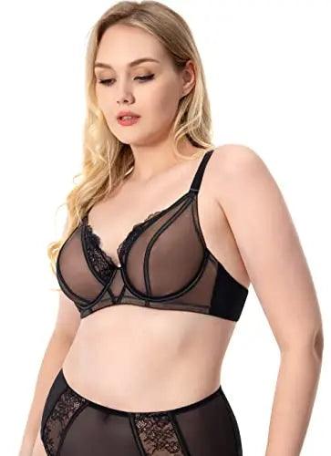 Women's Eyelash Plus Size Lace Underwired Full Cup Bra