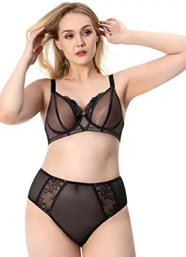 Women's Eyelash Plus Size Lace Underwired Full Cup Bra