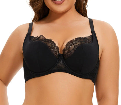 Women's Eyelash Plus Size Underwire Padded Lace Bra