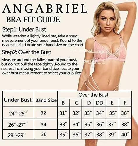 ANGABRIEL Women's 3/4 Cup Strappy Floral Lace Bra Sheer Mesh Plunge Bra  Non-Padded Unlined See Through Bra : : Clothing, Shoes &  Accessories