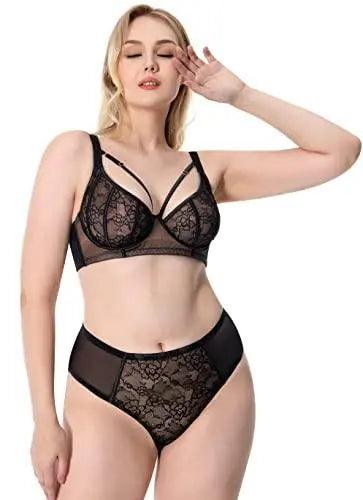 Women's Minimizer Plus Size Lace Underwire Plunge 3/4 Cup Bra