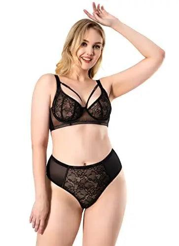 Women's Minimizer Plus Size Lace Underwire Plunge 3/4 Cup Bra