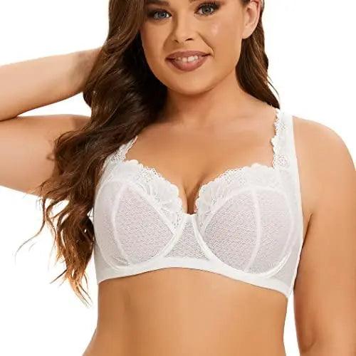 Women's Minimizer Plus Size Lace Underwire Plunge Bra