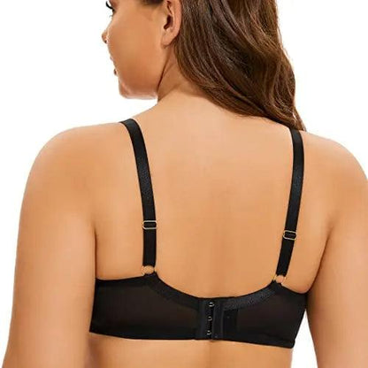 Women's sexy plus size see-through underwire bra for big bust