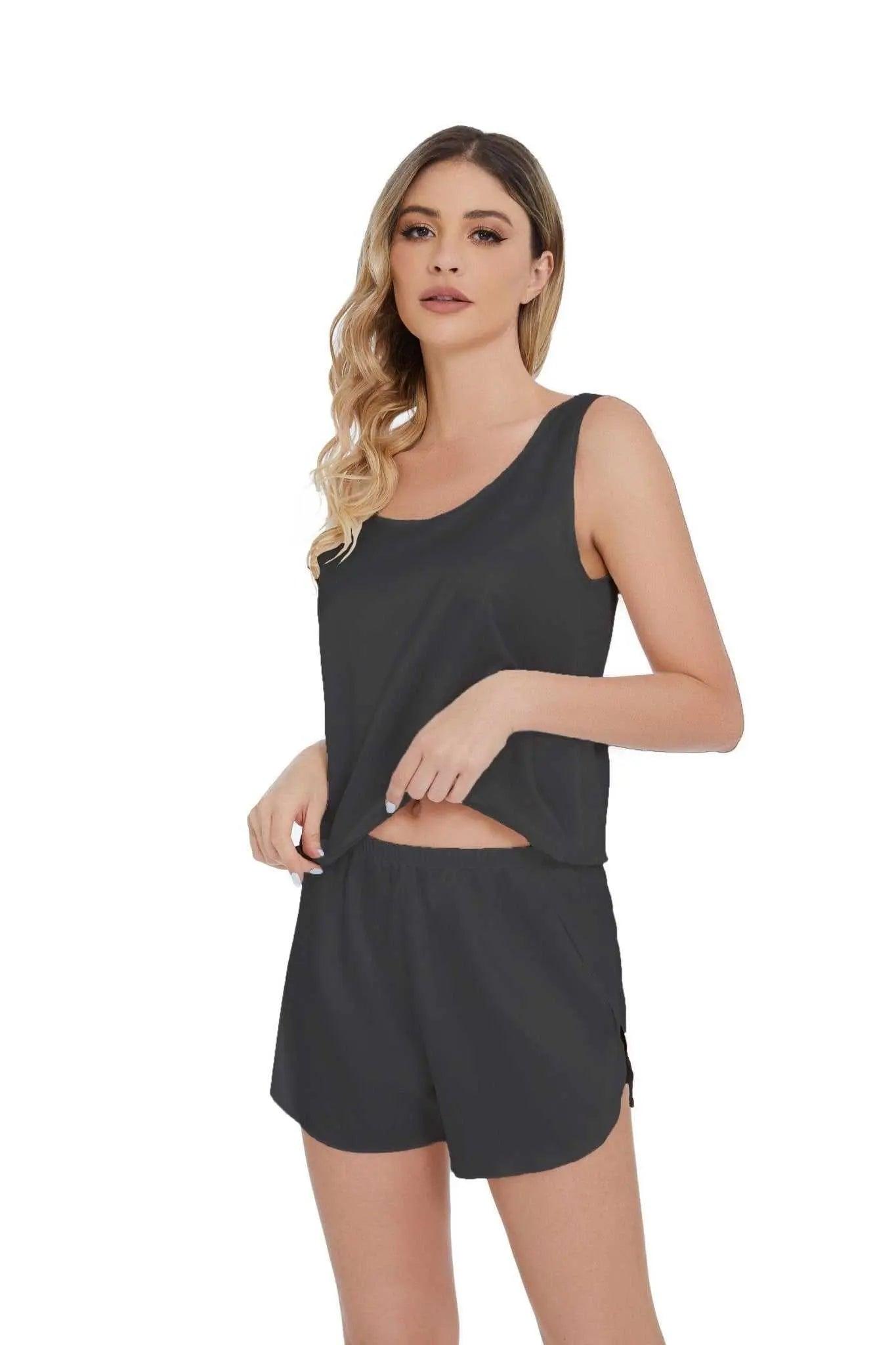 Women's ultra-soft pajama set U-neck top and shorts