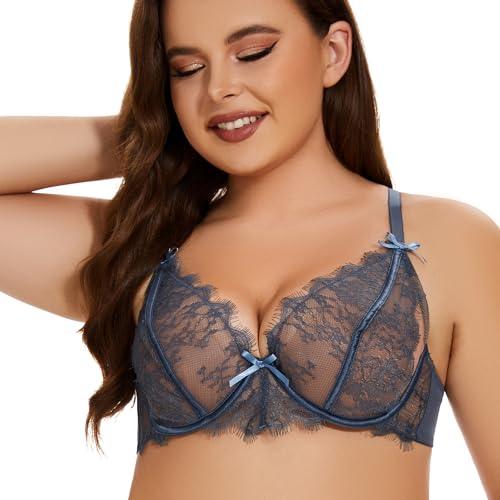 ANGABRIEL Plus Size Racerback Bra for Women,Unlined Non Padded Sexy Lace Bras Full Figure Bras - AngAbRiel Best Lingerie Shop Online