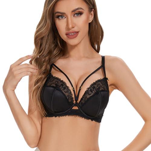 ANGABRIEL Plus Size for Women Embroidered Lace Unlined Bra Sheer See Through Underwire Bras Non Padded Mesh Bra - AngAbRiel Best Lingerie Shop Online