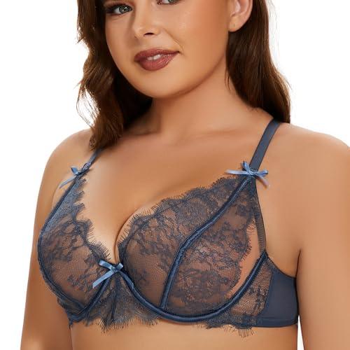 ANGABRIEL Plus Size Racerback Bra for Women,Unlined Non Padded Sexy Lace Bras Full Figure Bras - AngAbRiel Best Lingerie Shop Online