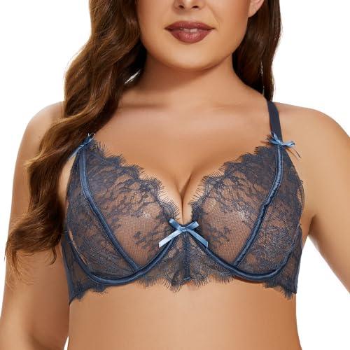 ANGABRIEL Plus Size Racerback Bra for Women,Unlined Non Padded Sexy Lace Bras Full Figure Bras - AngAbRiel Best Lingerie Shop Online